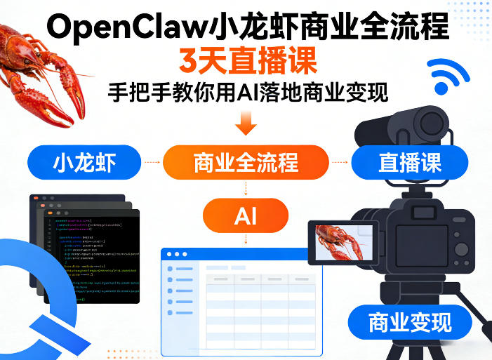 OpenClaw小龙虾商业全流程3天直播课，手把手教你用AI落地商业变现-然百捷网络科技