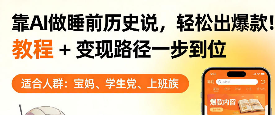 靠AI做睡前历史解说，轻松出爆款！教程+变现路径一步到位，单个视频收益1K+【揭秘】-然百捷网络科技