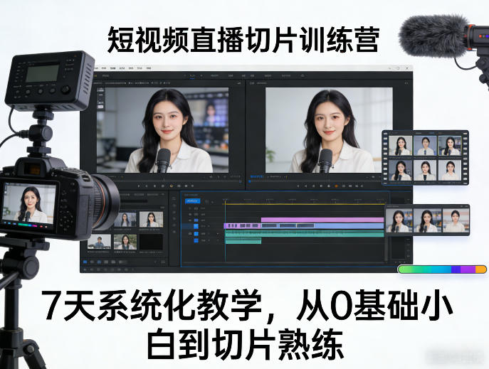 胡说老王-短视频直播切片训练营，7天系统化教学，从0基础小白到切片熟练-然百捷网络科技